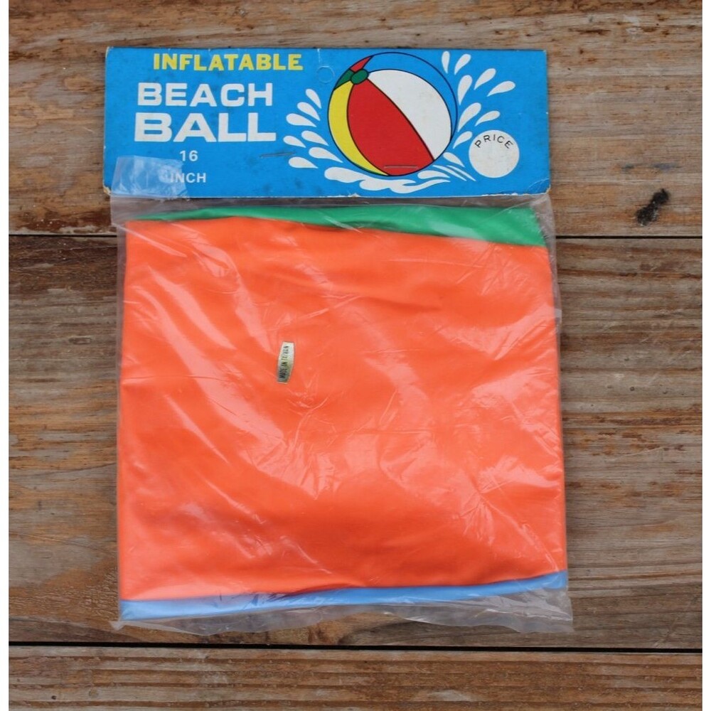 Vintage 16" Inflatable Beach Ball Vinyl Rainbow New In Package Pool Toy 80s